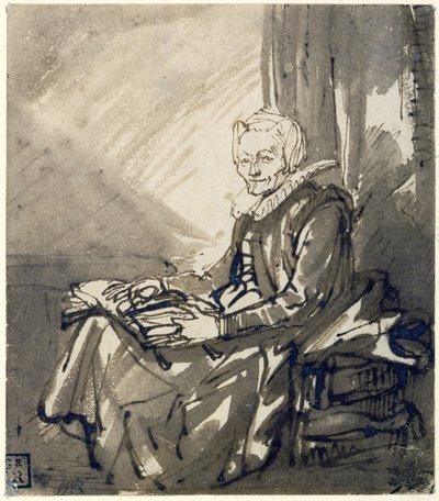 Mujer con un libro abierto en su regazo, ca. 1639 de Rembrandt van Rijn