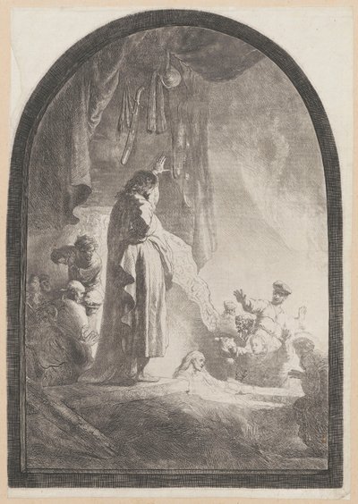 La resurrección de Lázaro (placa grande) de Rembrandt van Rijn