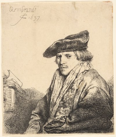 Joven con gorra de terciopelo (¿Ferdinand Bol?) de Rembrandt van Rijn