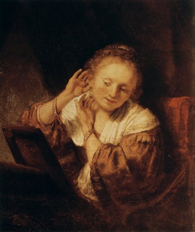 Joven con pendientes, 1657 de Rembrandt van Rijn