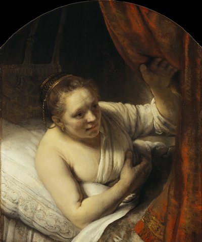 Joven mujer en la cama de Rembrandt van Rijn