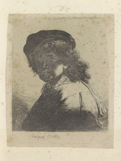 Autorretrato con boina y pañuelo, el rostro en la sombra Recueil de quatre-vingt-cinq estampes originales (título de la serie) de Rembrandt van Rijn