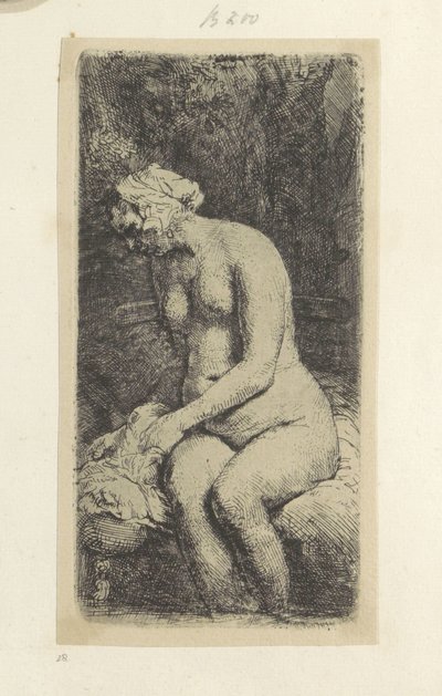 Mujer desnuda sentada Recueil de quatre-vingt-cinq estampes originales (título de la serie) de Rembrandt van Rijn
