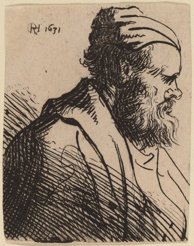 Hombre Chato con Gorro de Rembrandt van Rijn and Studio of Rembrandt