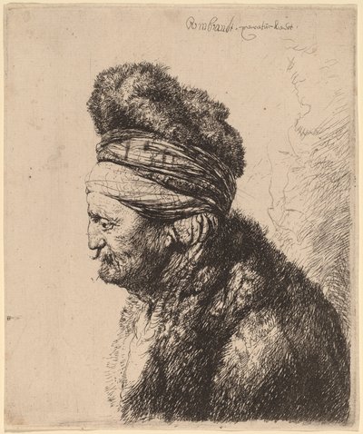 La segunda cabeza oriental de Rembrandt van Rijn and Studio of Rembrandt