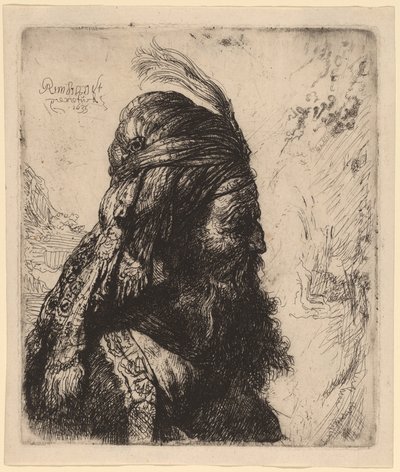 La tercera cabeza oriental de Rembrandt van Rijn and Studio of Rembrandt
