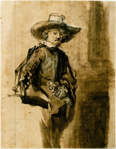 Estudio para uno de los Síndicos, Volkert Jansz. de Rembrandt van Rijn