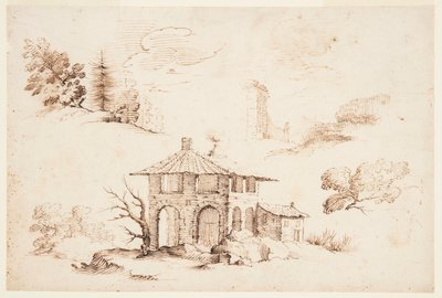Bocetos de árboles y una casa de Remigio Cantagallina