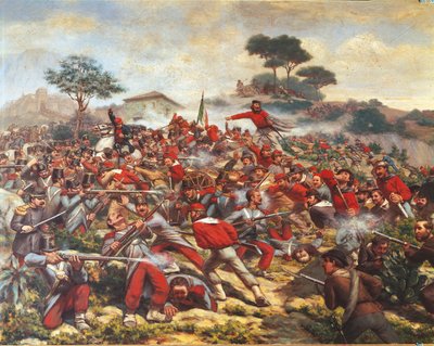Giuseppe Garibaldi en la Batalla de Calatafimi de Remigio Legat