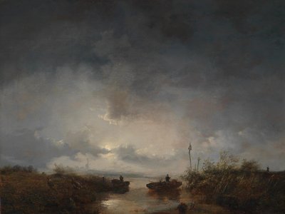 Pescadores en una noche de luna de Remigius Adrianus Haanen