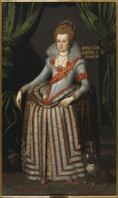 Princesse Anne Catherine de Brandebourg, reine consort de Danemark Norvege - Retrato de la princesa Ana Catalina de Brandeburgo (1575-1612), reina de Dinamarca y Noruega, por Petersen (Piettersz), Remmert (ca. 1575-1649). Óleo sobre lienzo. Dimensiones : 2 de Remmert (c.1575 1649) Petersen