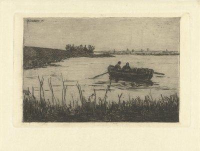 Bote de remos con dos figuras en el Zaan de Remmert Dekker