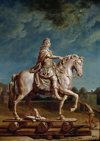 Transporte de la estatua ecuestre de Luis XIV desde el taller en el convento de los Capuchinos en 1669 de René Antoine Houasse