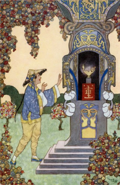 Aladino encuentra la lámpara de René Bull