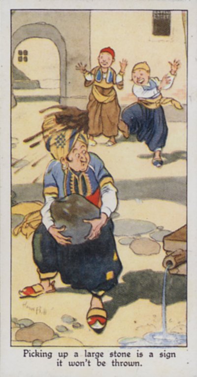 Proverbio oriental: Levantar una piedra grande es señal de que no será lanzada de René Bull