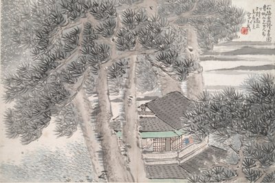 Lectura en el Estudio Secluded Pine (Song yin an) de Ren Xun