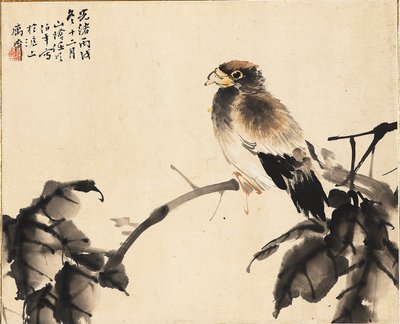 Pájaro en una rama, 1886 de Ren Yi