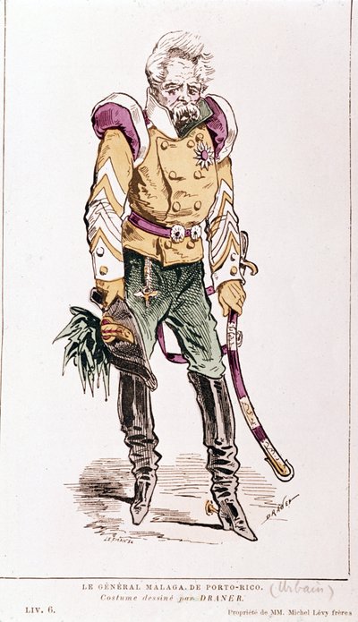 Jacques Offenbach: “La vida parisina”. General Málaga de Puerto Rico, disfraz de Draner. 1866. de Renard Jules Draner