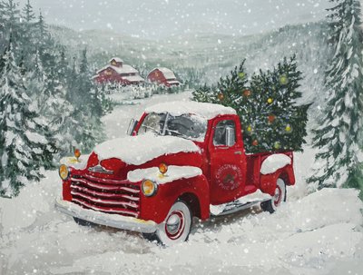 Navidad con el camión rojo nevado de Renate Holzner