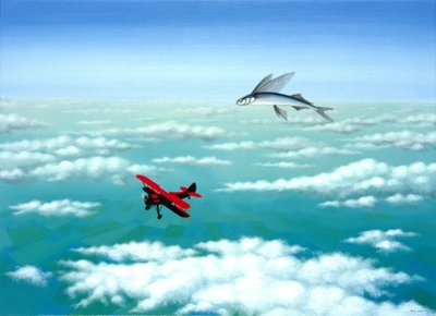 Pez volador, 2001, Óleo sobre lienzo de Rene Boin