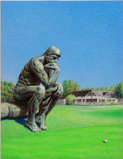RODIN-Golf, 2022, Dibujo a lápiz de color sobre papel de Rene Boin