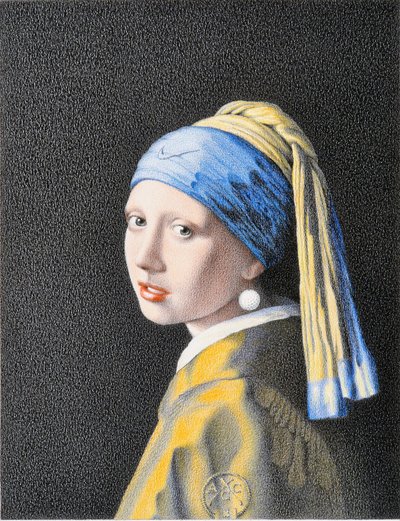 VERMEER-Golf, 2018, Dibujo a lápiz de color sobre papel. de Rene Boin