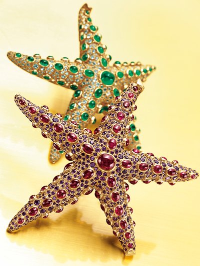 Dos broches de estrella de mar de Rene Boivin