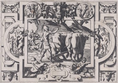 Jason siembra los dientes del dragón, 1563 de Rene Boyvin
