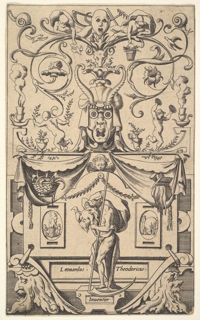 Panel con figura de Saturno, placa 1, ca. 1550-65 de Rene Boyvin