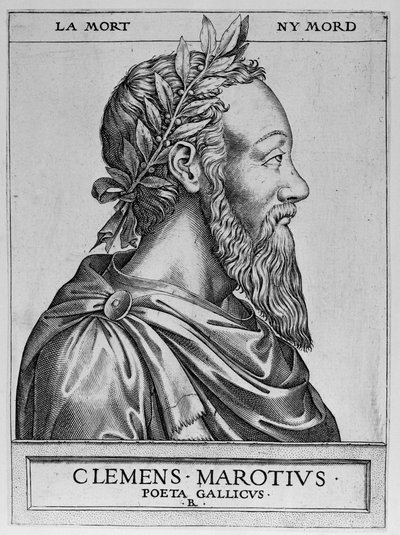 Retrato de Clément des Marets llamado Marot (1496-1544), poeta francés - Clément Marotius poeta gallicus grabado por René Boyvin 1576 de Rene Boyvin