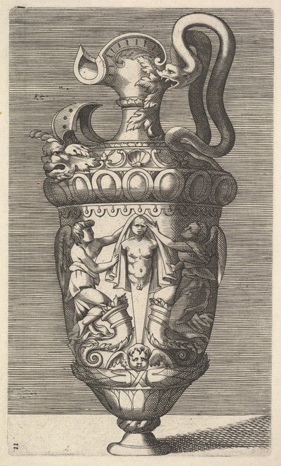 Jarrón con dos figuras aladas cubriendo un término, siglo XVII de Rene Boyvin