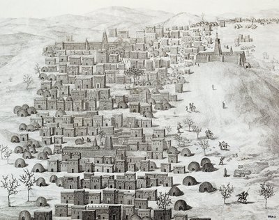 Vista de la ciudad de Tombuctú, Malí, grabado de Viajes por África Central a Tombuctú por René Caillié (1799-1838) entre 1824 y 1828, África de Rene Caillie