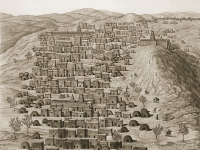 Vista de parte de la ciudad de Tombuctú desde una colina, ilustración del Journal d