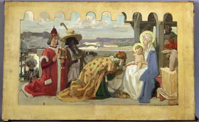 La Adoración de los Magos, estudio preparatorio para la iglesia de Saint-Ferjeux cerca de Besancon de René François Xavier Prinet
