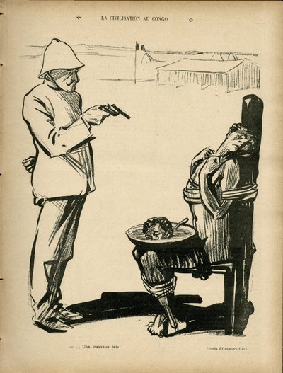 Ilustración de Hermann-Paul (1864-1940) en Le Rire, 04/03/05 - La civilización en el Congo - Colonización colonialismo colonias, Congo, Anticolonialismo - Negro de Rene George Hermann Paul