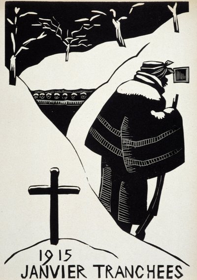 Enero 1915: las trincheras - en "Calendario de Guerra", ilustrado por Herman-Paul, Librería Lutetia, París de Rene George Hermann Paul