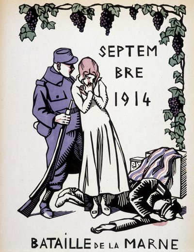 Septiembre 1914: Batalla del Marne - dibujo de Herman Paul, en "Calendario de Guerra" ed. 1916 de Rene George Hermann Paul