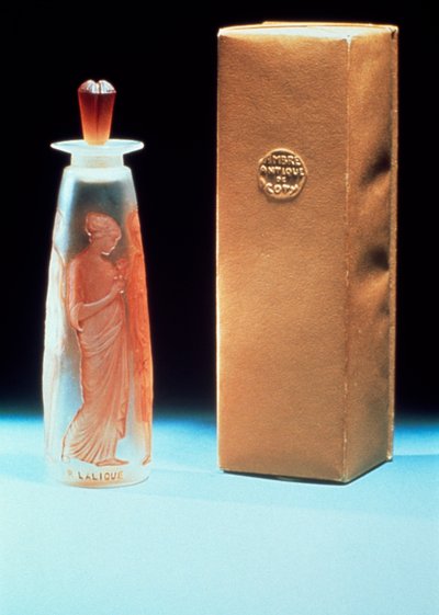 Frasco de vidrio para el perfume Ambre Antique de Coty de Rene Jules Lalique