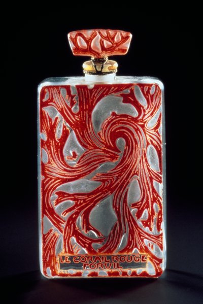 Frasco de vidrio para el perfume Coral Rojo (Le Corail Rouge) por Forvil de Rene Jules Lalique
