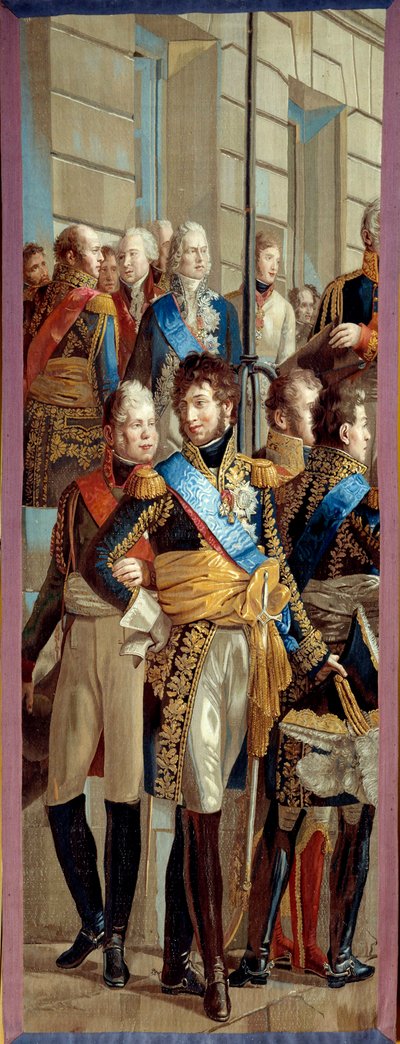Entrevista de Napoleón I y la Reina Luisa de Prusia en Tilsit, 6/07/1807 Tapiz hecho por el taller de los Gobelinos (detalle) de Rene Theodore Berthon