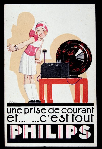 Publicidad para el aparato de radio Philips, c.1930 de Rene Vincent
