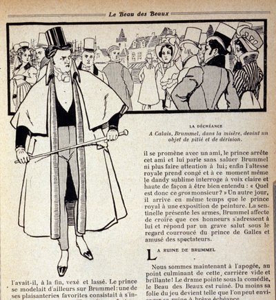 Representación de George Bryan Brummel (1778 - 1840), el Rey de los Dandies, en exilio en Calais. Ilustración de René Vincent. Siglo XIX de Rene Vincent