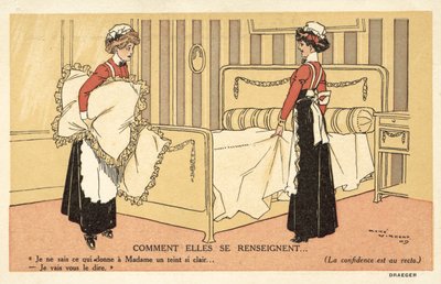 Dos criadas cambiando la ropa de cama de Rene Vincent