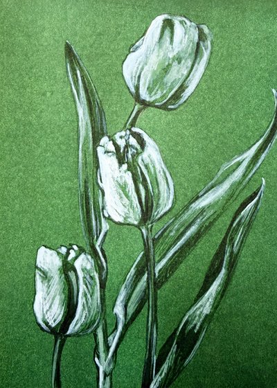 Tulipanes blancos frescos de Renee Machan Cottagecore Artist