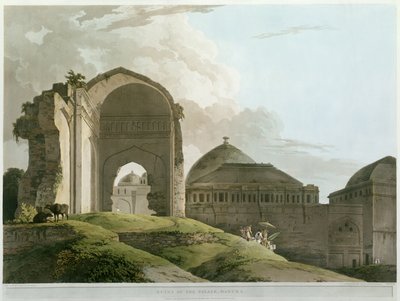 Ruinas del Palacio en Madurai, grabado por Thomas y William (1769-1837) Daniell, publicado en 1798 de Rev. Edward Thomas Daniell