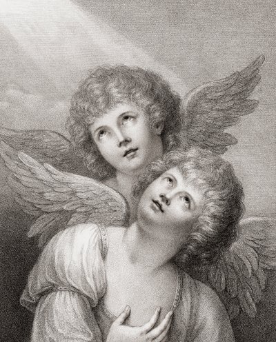 Dos querubines. Dos ángeles de Rev. Matthew William (after) Peters