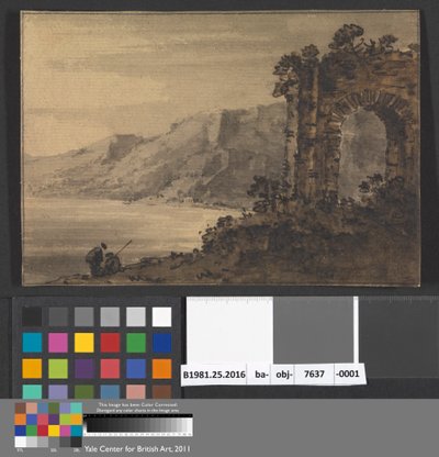 Paisaje clásico con dos figuras a orillas de un lago de Rev. William Gilpin