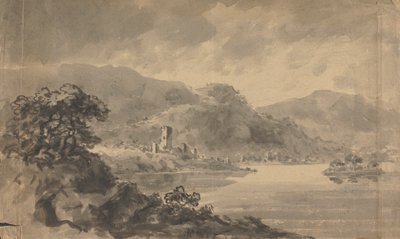 Paisaje con río, castillo y montañas de Rev. William Gilpin