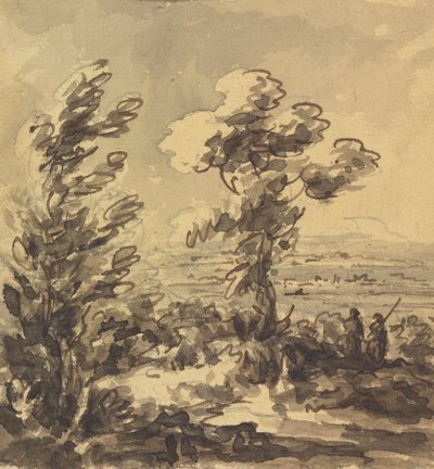 Paisaje con árboles en primer plano de Rev. William Gilpin