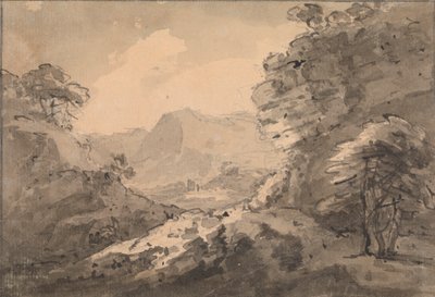 Paisaje montañoso con un peñasco a la derecha de Rev. William Gilpin